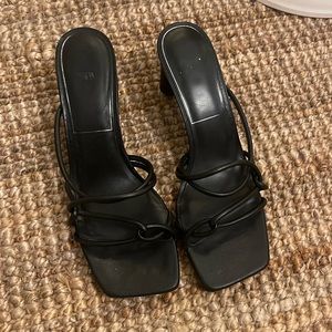 Zara Black Strappy Kitten Heels